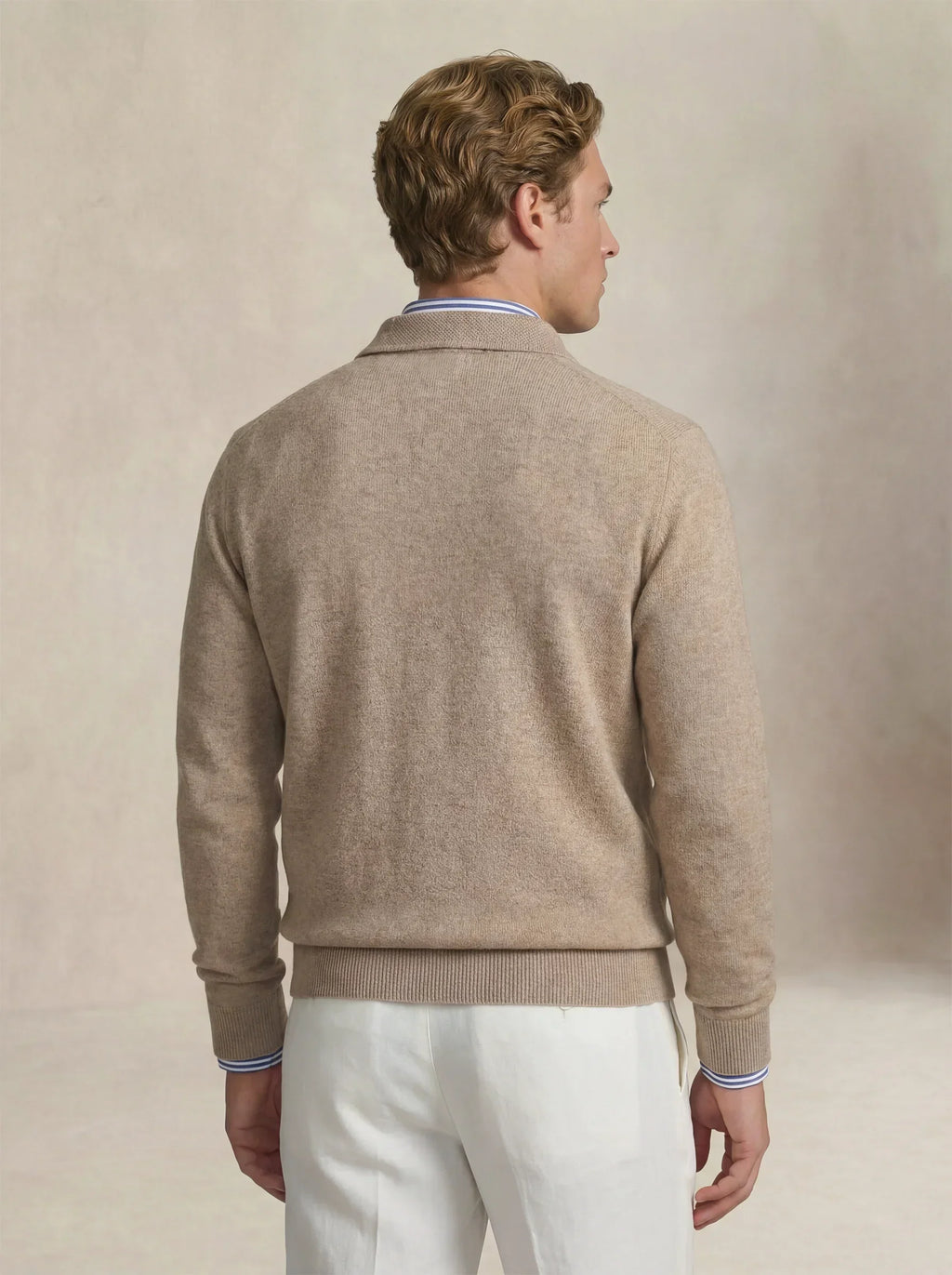 Camisa Polo de Cashmere Bege