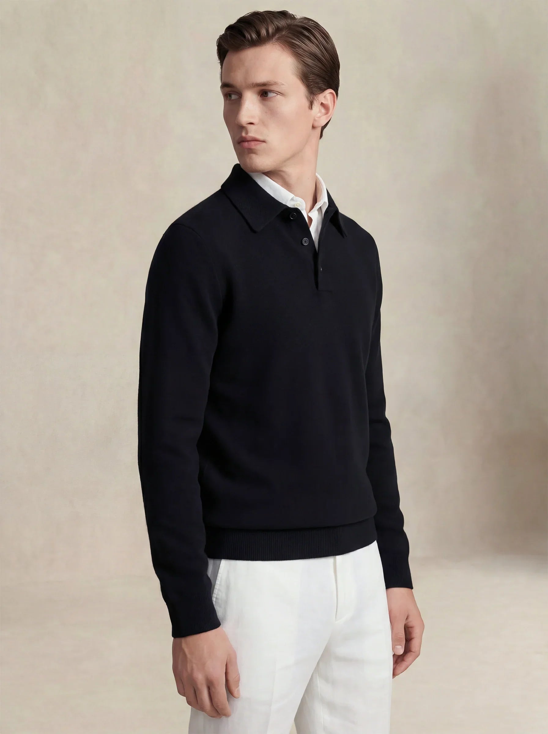 Camisa Polo de Cashmere Preto