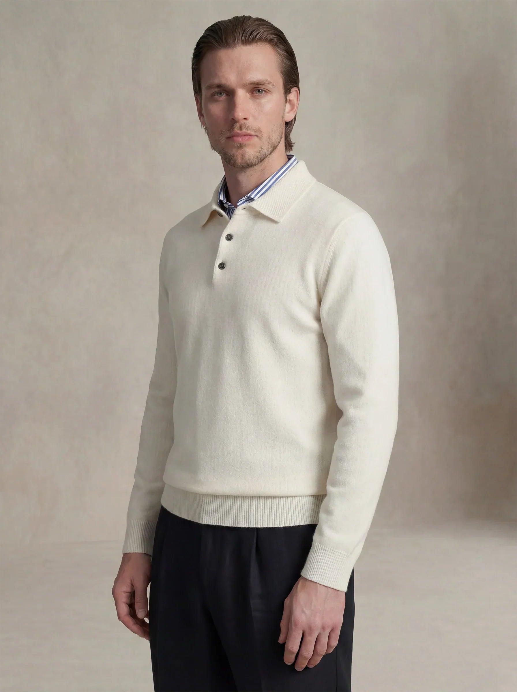 Camisa Polo de Cashmere Off-White