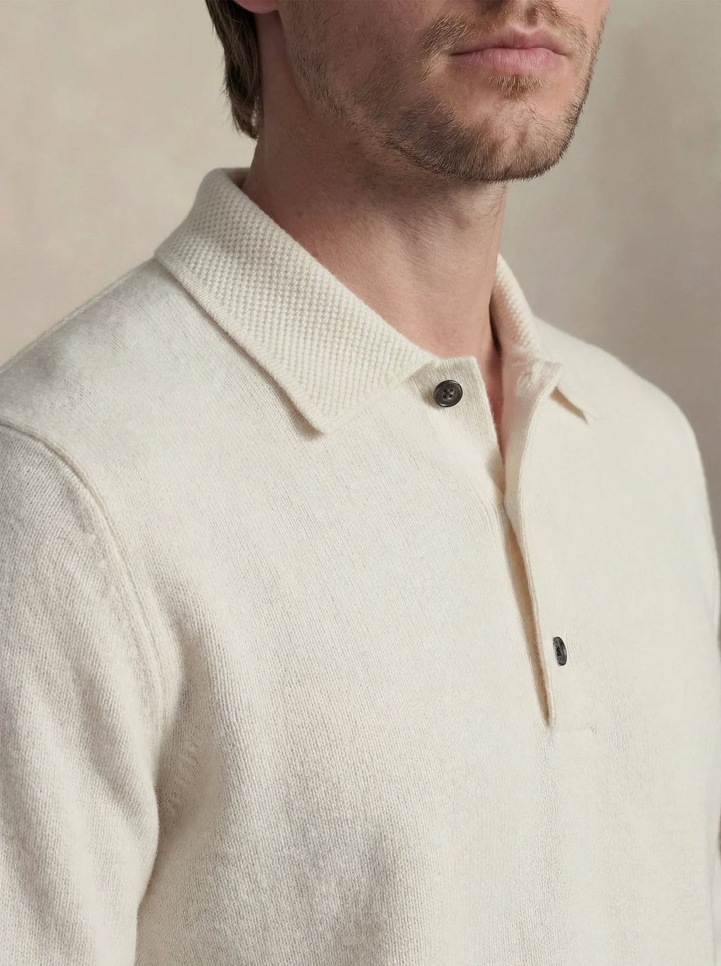 Camisa Polo de Cashmere Off-White